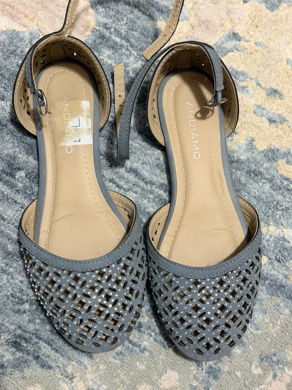Women's Gray Laser-Cut Ankle Strap Sandals